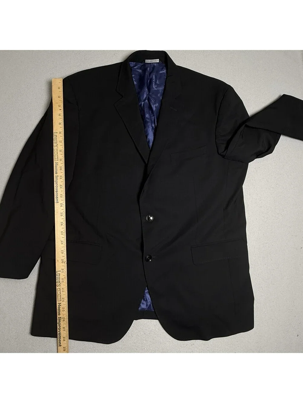 TED BAKER Suit Blazer 46 R Jacket CT 100% Wool Modern Coat Black Two Botton Blue